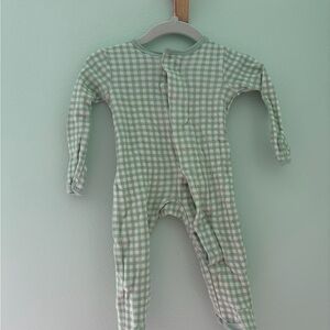 Mint Green Gingham footie